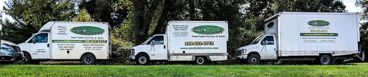 our completely enclosed and weather protected moving trucks designed specifically for pool tables!