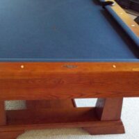 Overhead end view of an Artisan pool table from Brunswick