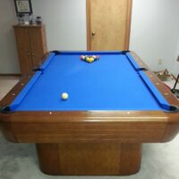 End view of a Brunswick Gibson pool table