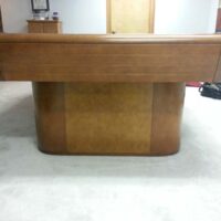 Closeup view of Brunswick Gibson pool table base