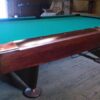 Angle view from corner of a Gold Crown 4 pool table.