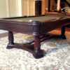 corner aspect of Montebello pool table from Brunswick Billiards.