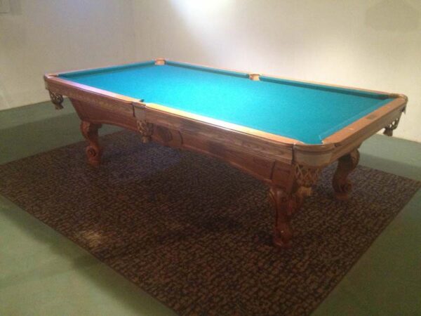 Used Olhausen Montrachet pool table setup in our showroom.