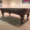 Side angle view of Olhausen Queen Anne pool table.