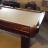 Corner view of flushed pockets on Olhausen Southern pool table.