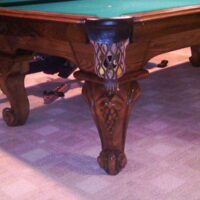 Legs and corner view of Peter Vitale Vineyard snooker table