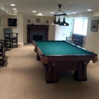 Arcade pool table view from the end.