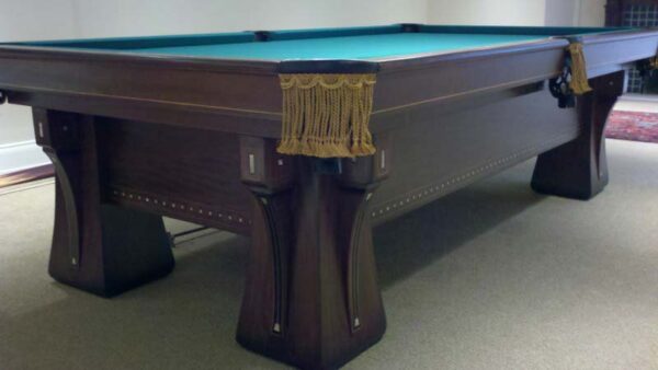 Closeup of the legs on this Brunswick Balke Collender Arcade pool table from the 1920's Circa line.