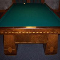 Overhead view of this 1924 antique pool table from Brunswick Balke Collender