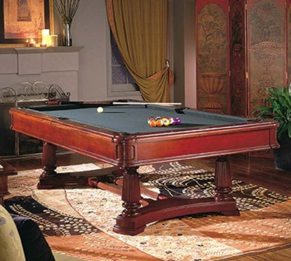 Brunswick Montebello 9' pool table in dark walnut.