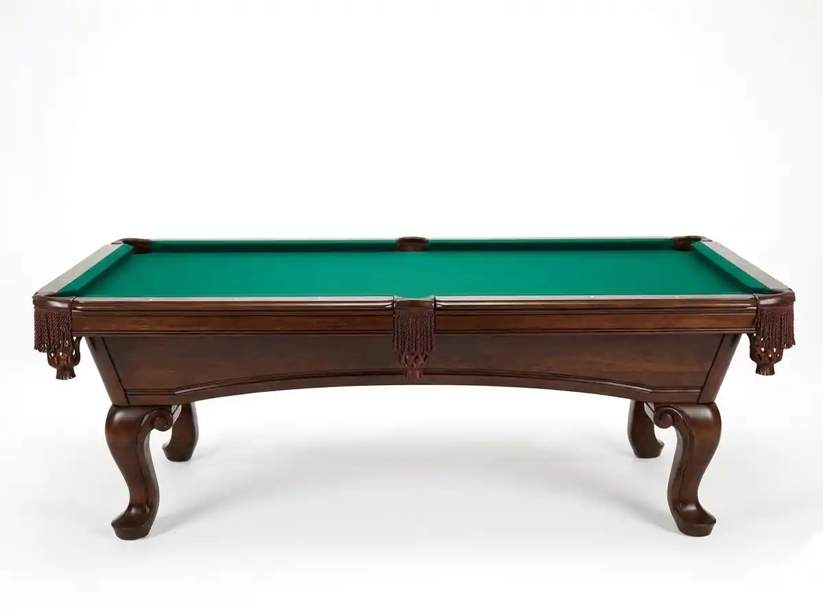 side shot of an AMF Highlander pool table on a white background.