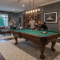 family and friends playing pool on a Brunswick Greenbriar pool table.
