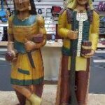 Hand Carved Solid mahogany vintage Cigar Store Indian couple - Image 2