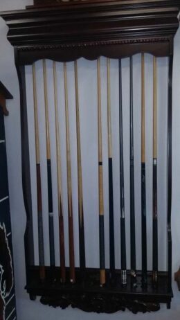 10 cue Brunswick wall mounted Cromwell pool cue rack.