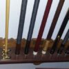 base view of the Brunswick Novelty Exposition cue rack.