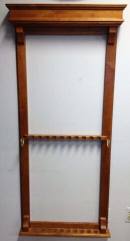 Cue rack from brunswick billiards in cherry.