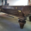under corner view of a 150th anniversary edition Union League pool table from Brunswick-Balke-Collender.