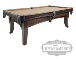 Carter pool table from right front corner view