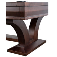 Side closeup view of the legs / base on a Hamilton pool table