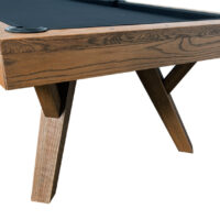 another view showing the splay angles of a Tyler pool table legs.
