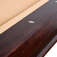 detailed closeup of sight rail inlay on a Hamilton pool table.