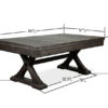 The Kariba pool table with dining top showing dimensions of table.