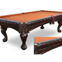 Closeup of rail on a Kruger pool table.