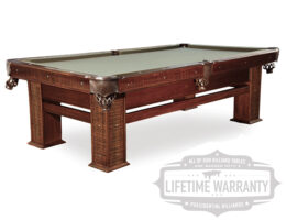 Angle view of the Legend pool table.