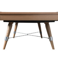 The Roosevelt pool table end view that also shows the leg splay.