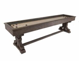 shuffleboard table in carmel finish from Presidential billiards.