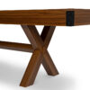 closeup of x style legs on the Breckenridge shuffleboard table.