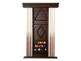 wall mounted pool cue rack in espresso finish