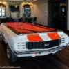 slightly overhead front view of the Mario Andretti Signature 1969 Chevy Camaro car pool table from Car Pool Tables.