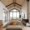 The Washington Billiard table in a stunning high ceiling game room.