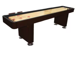 A Presidential shuffle board table with storage on a pure white background.